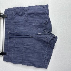 Athleta Shorts Womens Size 6 Blue Cabo Linen Textured Drawstring Casual Athletic